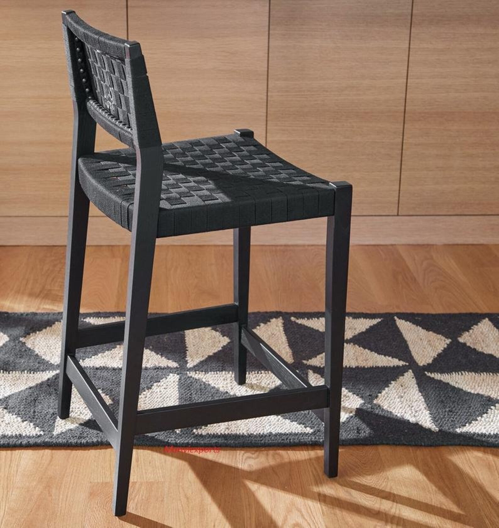 Handmade Black & White Jute Runner Rug for Boho Hallway Interiors