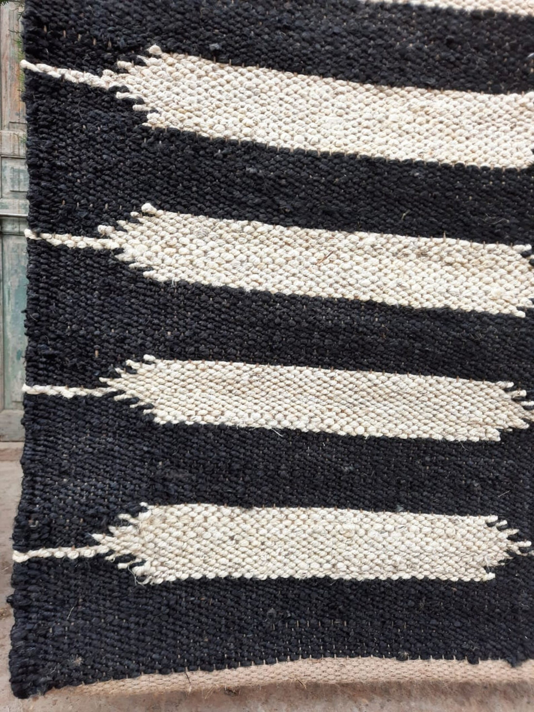 Black and Off White Hemp Jute Runner Rug – Bohemian Hallway Runner