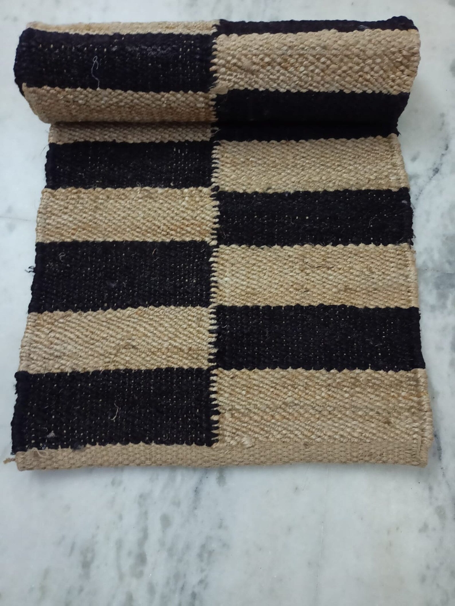 Handwoven Bohemian Jute Runner Rug with Natural Hemp Fiber