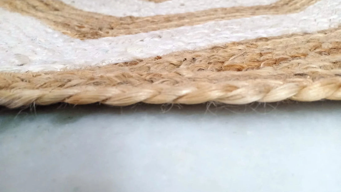 Handmade Jute Chevron Rug – Natural Bohemian Handwoven Area Carpet