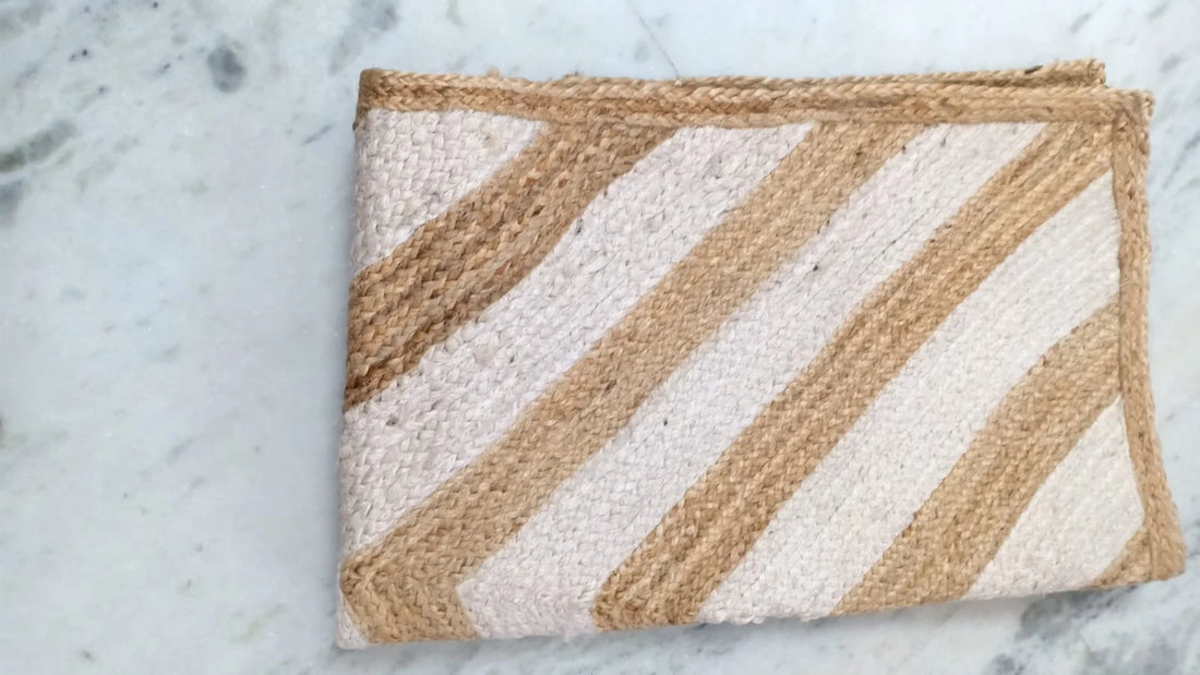 Handmade Jute Chevron Rug – Natural Bohemian Handwoven Area Carpet
