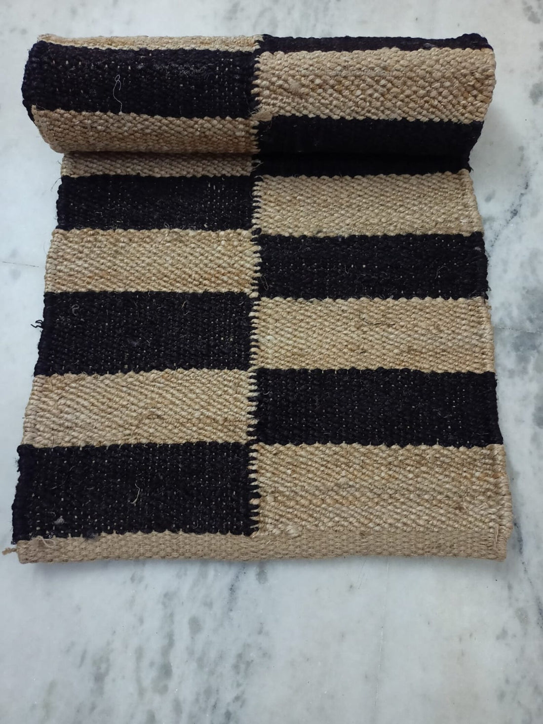 Handwoven Bohemian Jute Runner Rug with Natural Hemp Fiber