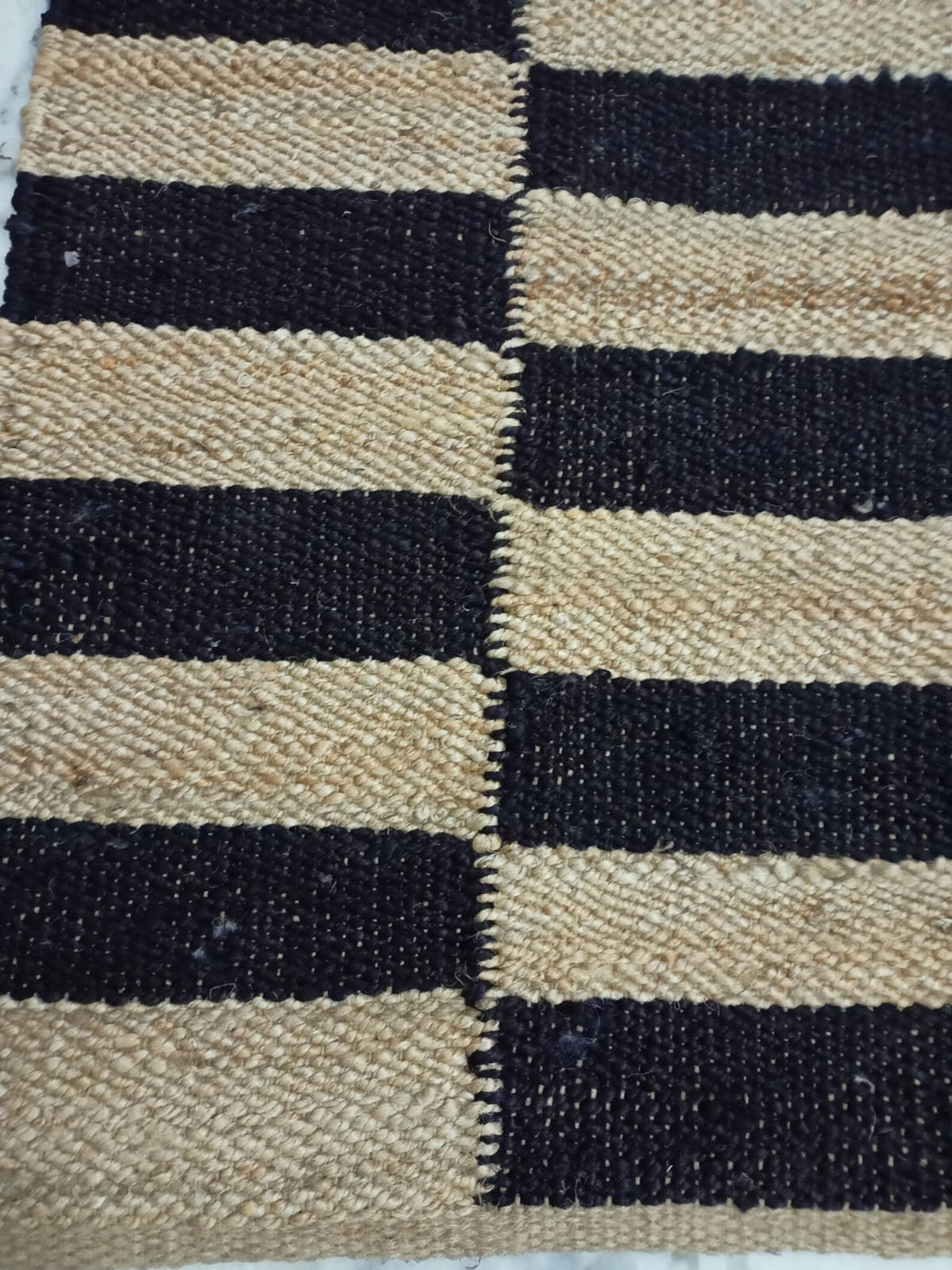 Handwoven Bohemian Jute Runner Rug with Natural Hemp Fiber