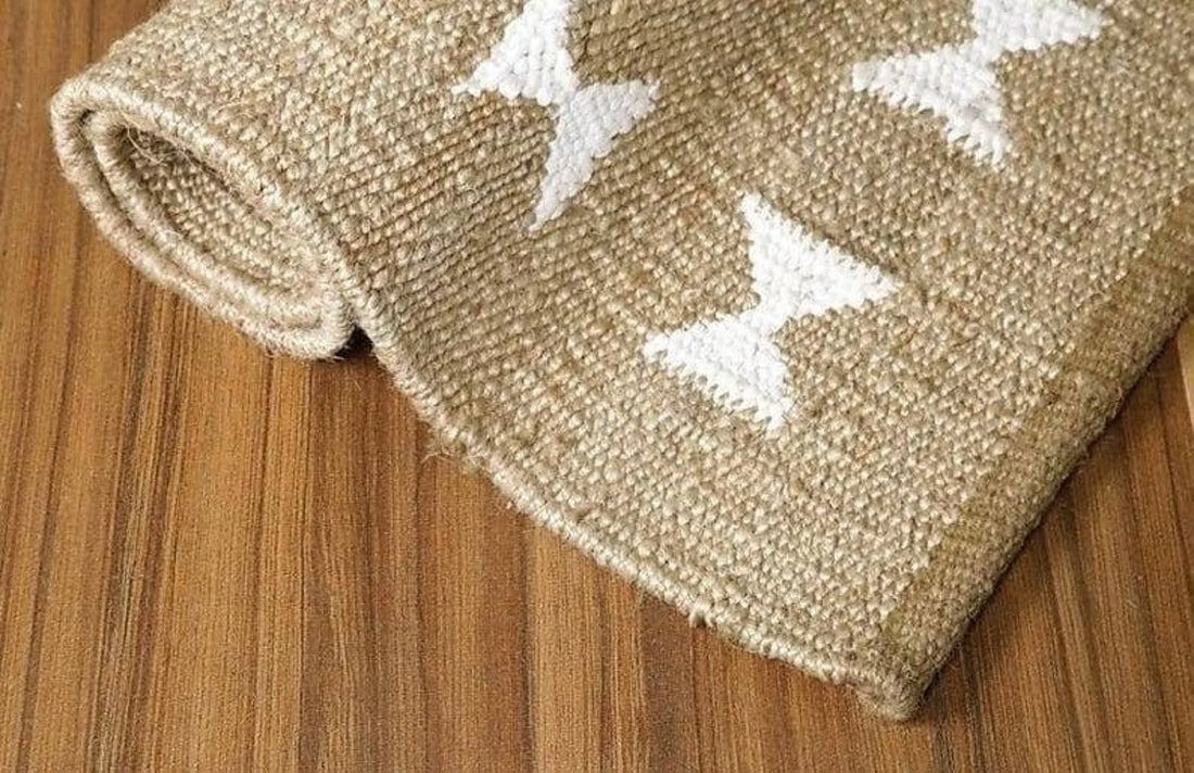 Natural Jute Runner Rug – Hand Loomed Hemp & Sisal Boho Geometric Rug