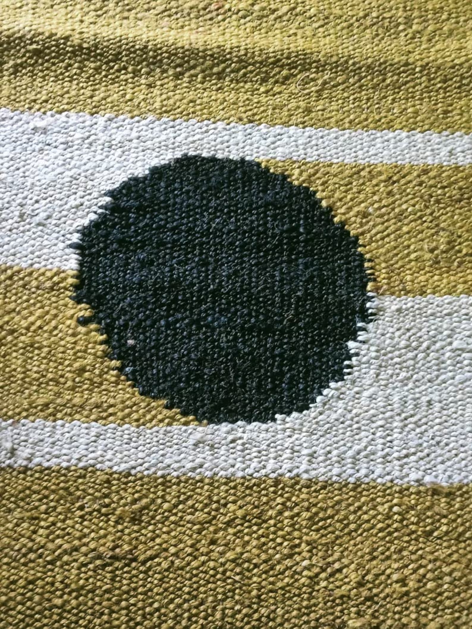 Handmade Yellow Black Dot Jute Runner Rug