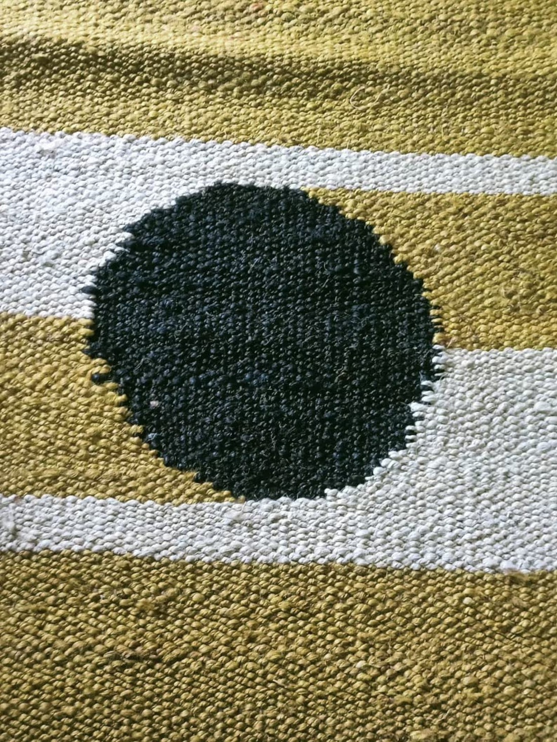Handmade Yellow Black Dot Jute Runner Rug