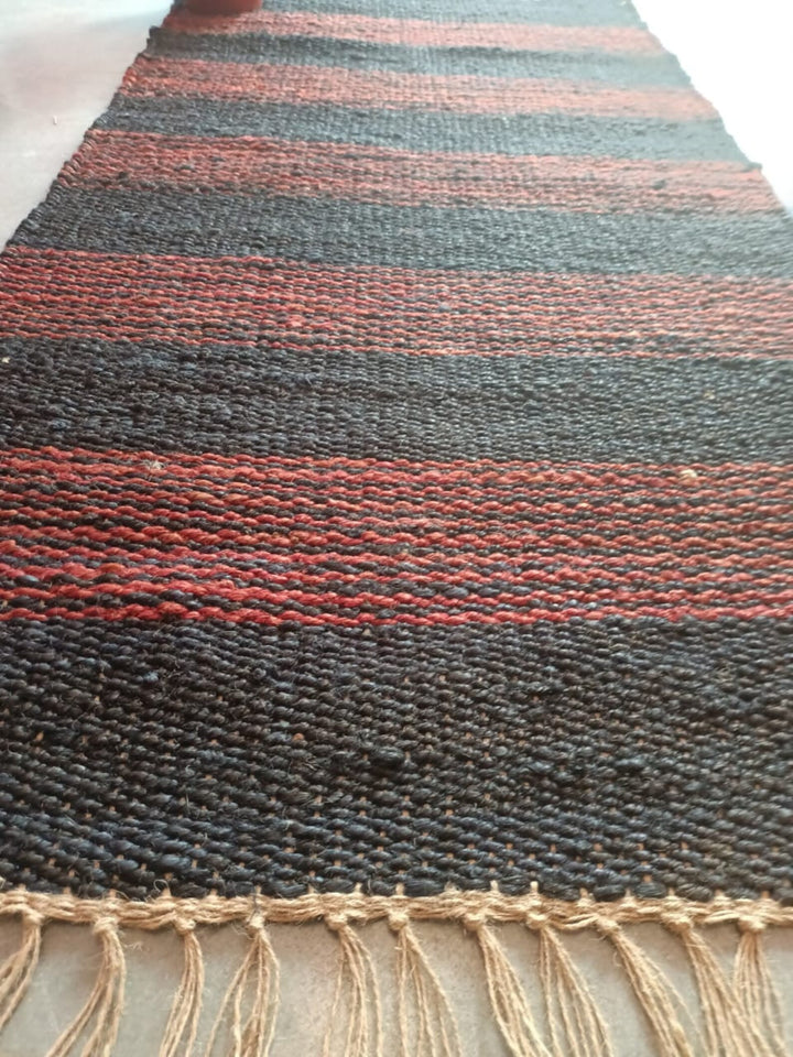 Hand Loomed Natural Jute Runner Rug for Boho and Modern Interiors