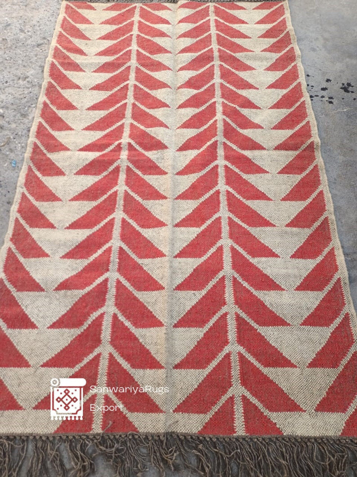 Handwoven Wool Jute Kilim Dhurrie Rug