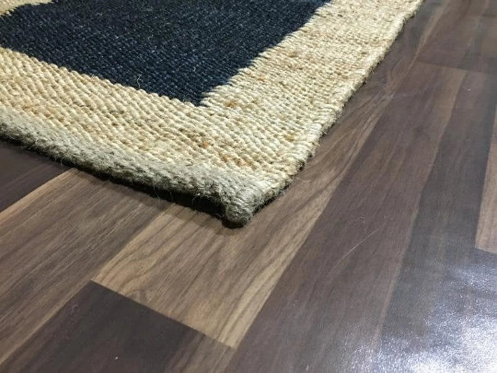 Handmade Jute Runner Rug with Black Stripe Pattern