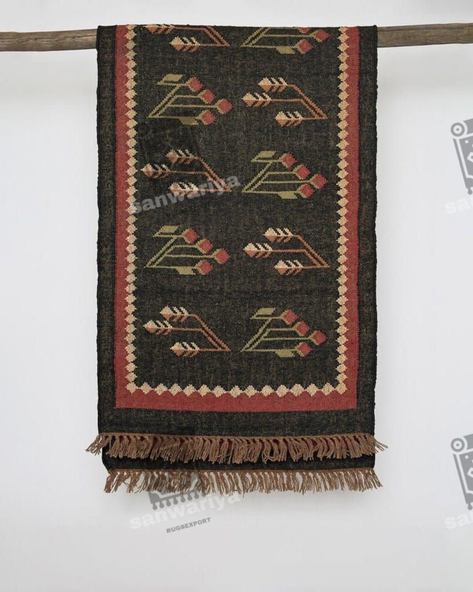 Wool Jute Kilim Runner Rug
