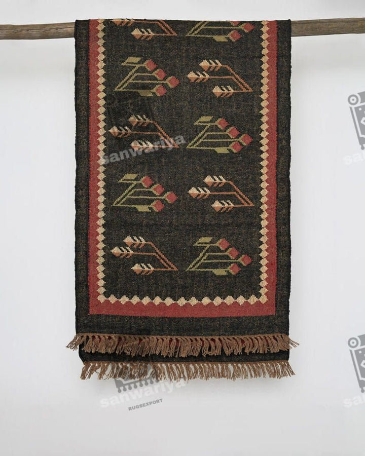 Wool Jute Kilim Runner Rug