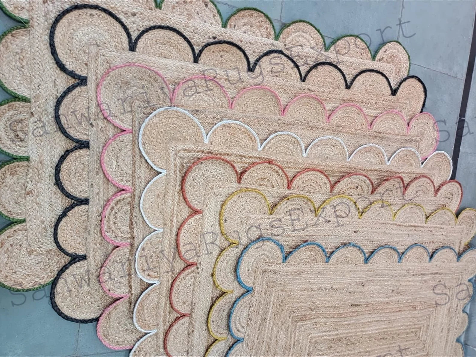 Scalloped Jute Rug – Hand-Braided Natural Fiber Area Rug | Custom Size Round Rug