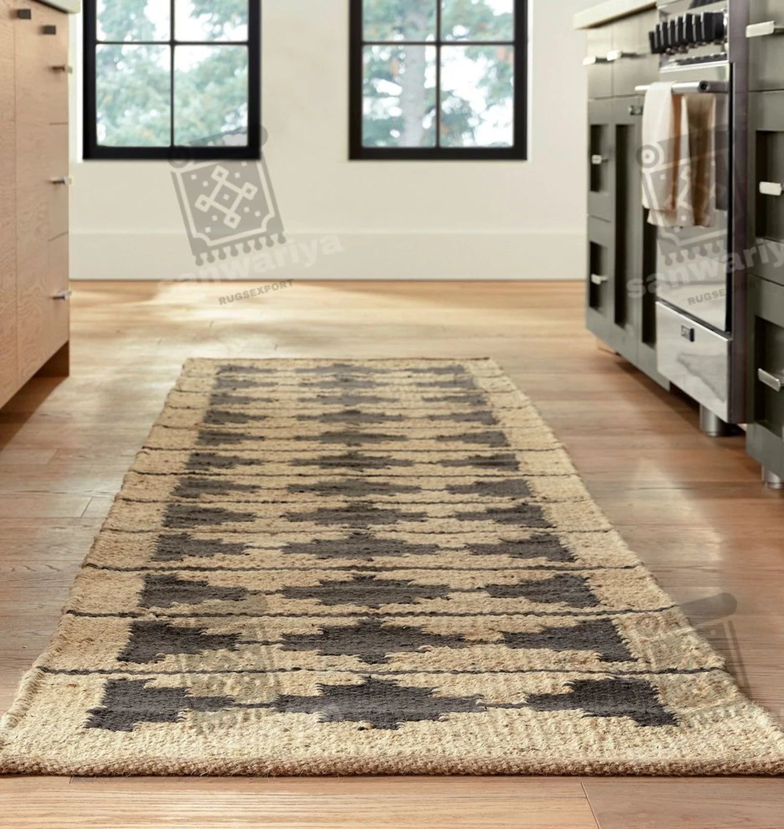 Handwoven Natural Hemp Jute Runner Rug for Entryways & Long Hall Spaces
