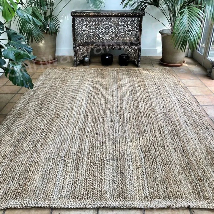 Natural Braided Jute Rug | Handwoven Eco-Friendly Area Carpet | Reversible Farmhouse Rug for Living Room, Bedroom & Entryway by Sanwariya Rugs