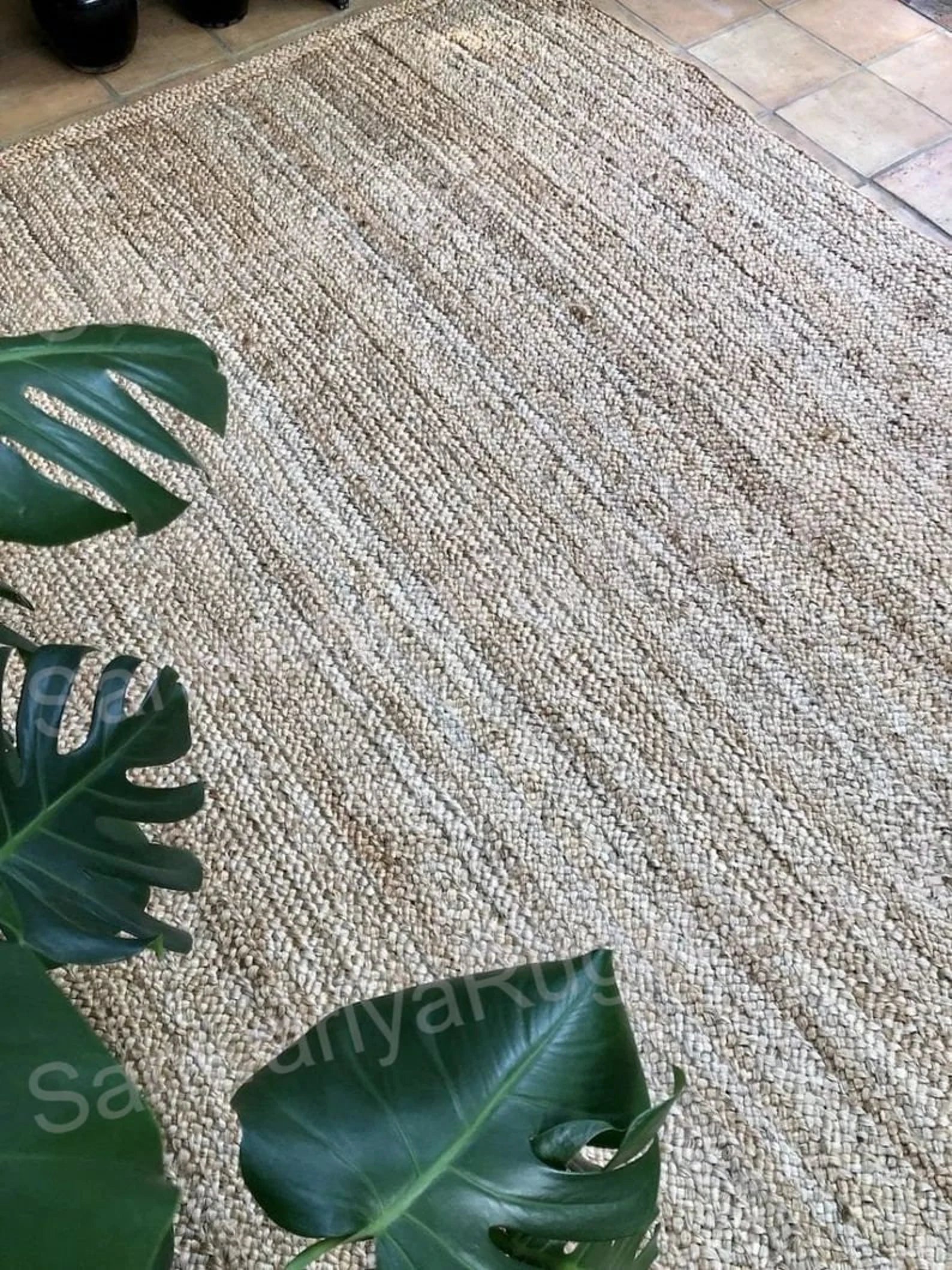 Natural Braided Jute Rug | Handwoven Eco-Friendly Area Carpet | Reversible Farmhouse Rug for Living Room, Bedroom & Entryway by Sanwariya Rugs