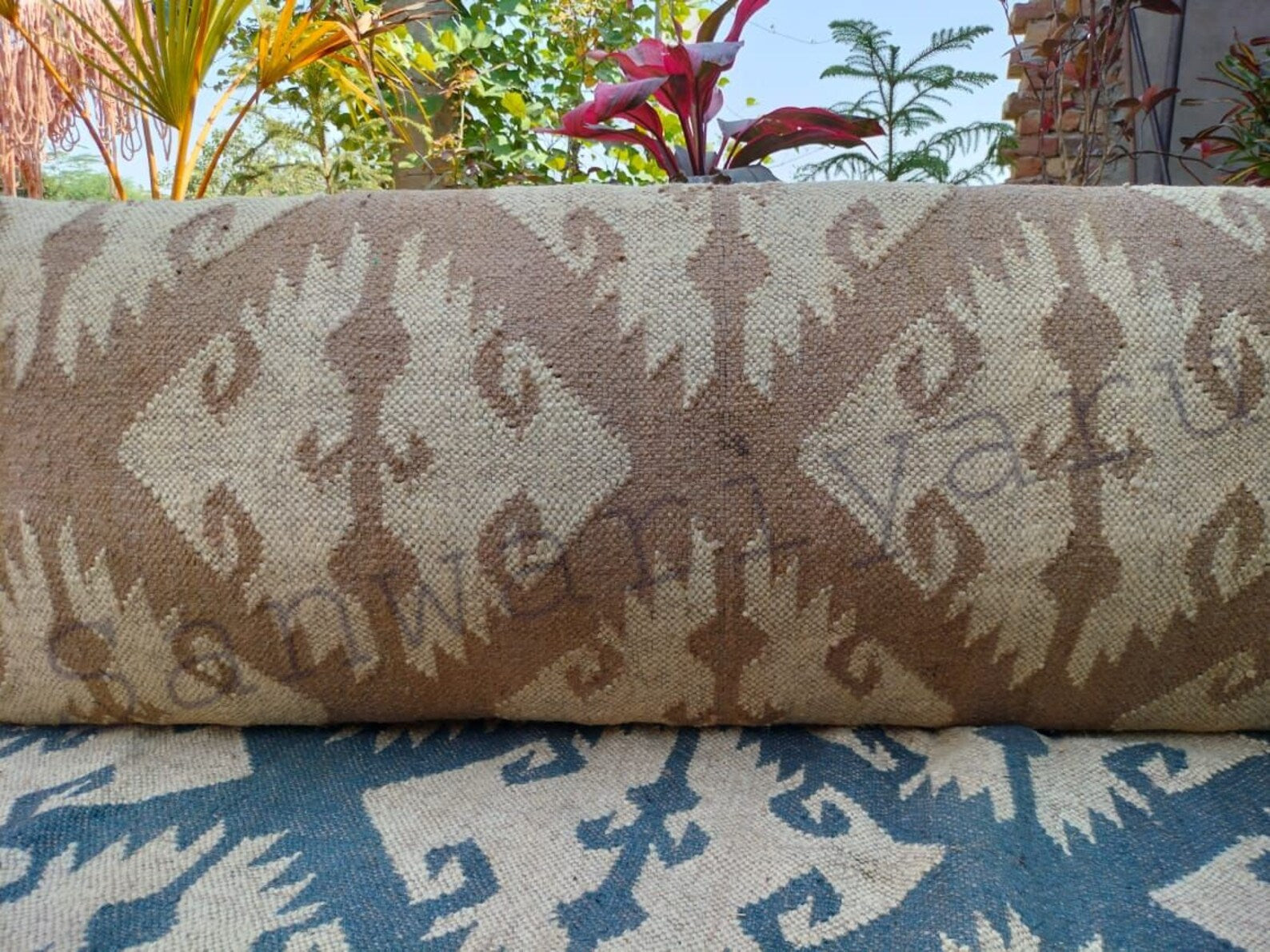 Handmade Kilim Bench – Wool Jute Rug Upholstered Ottoman