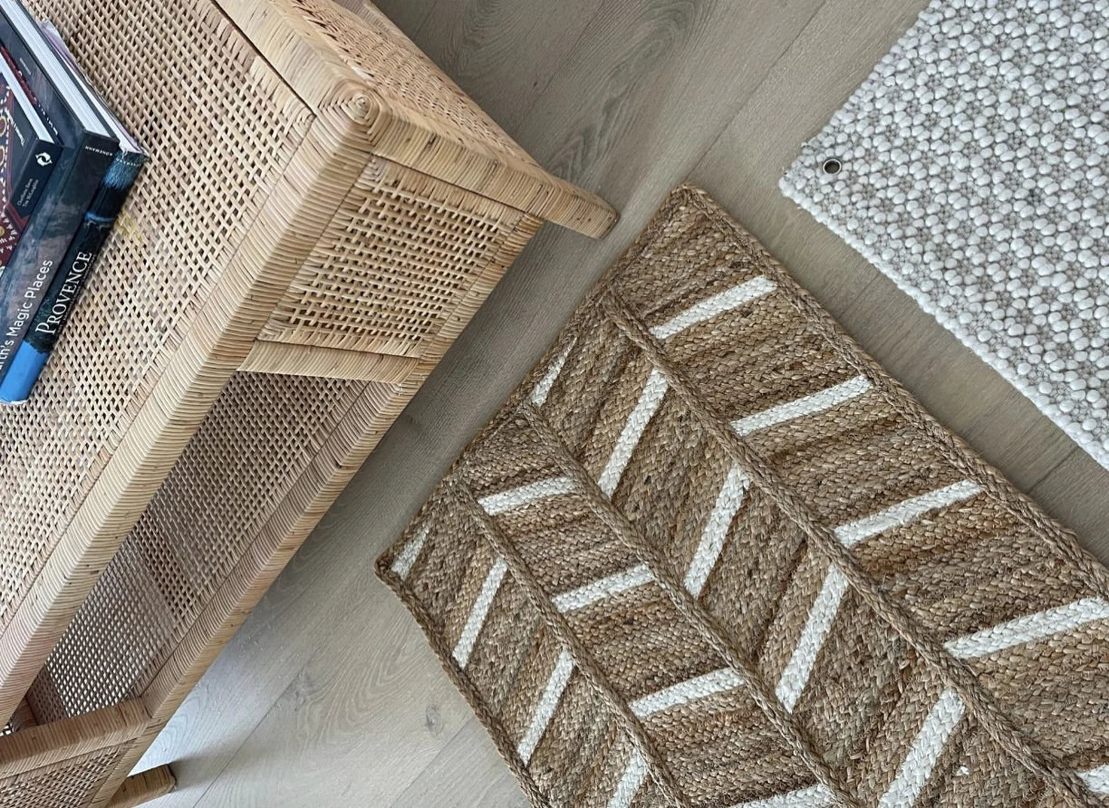 Handmade 4x6 ft Braided Jute Rug with White Stripe Pattern | Eco-Friendly Natural Area Rug for Living Room, Bedroom & Dining