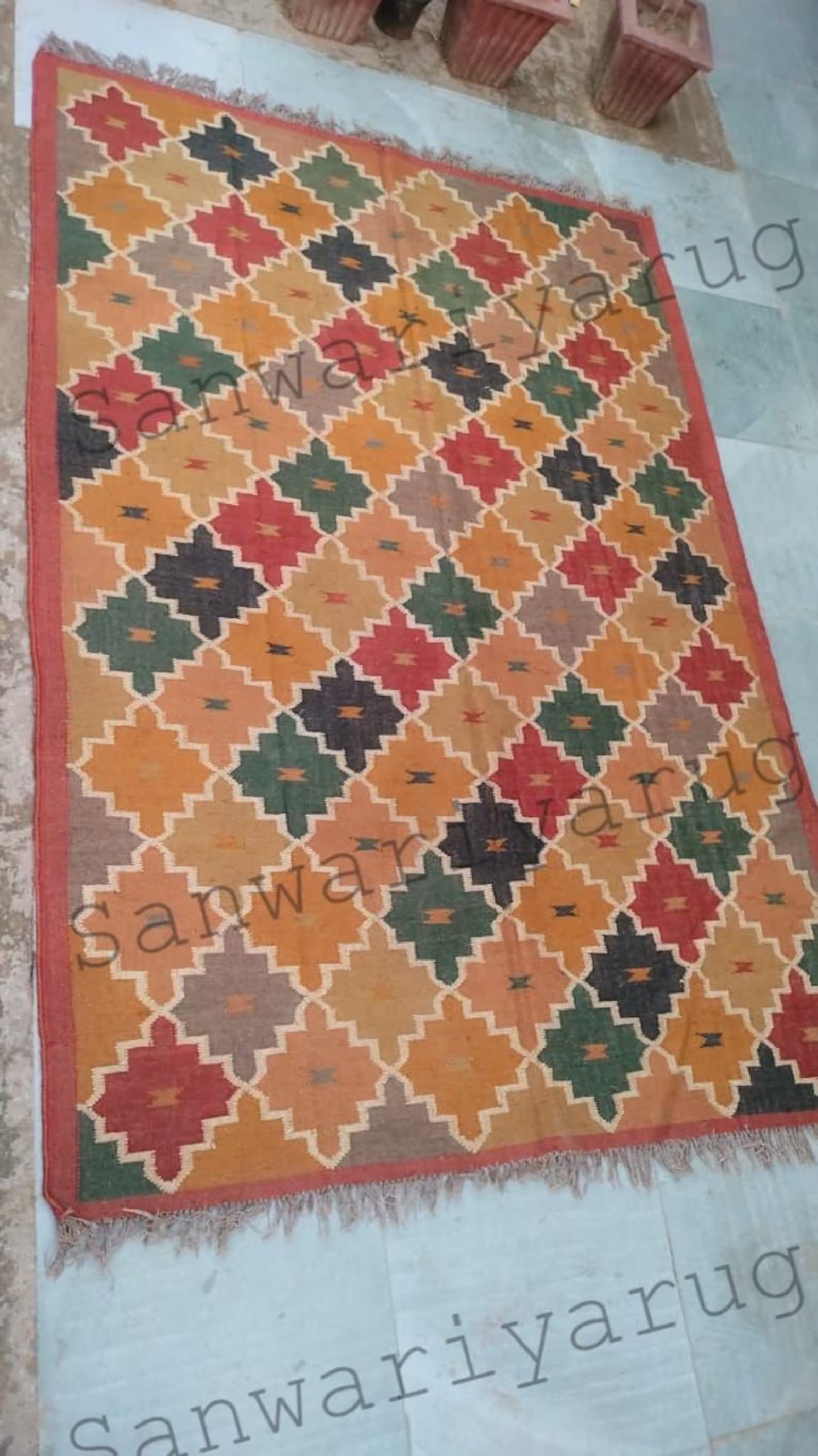 6x9 Kilim Wool Jute Rug