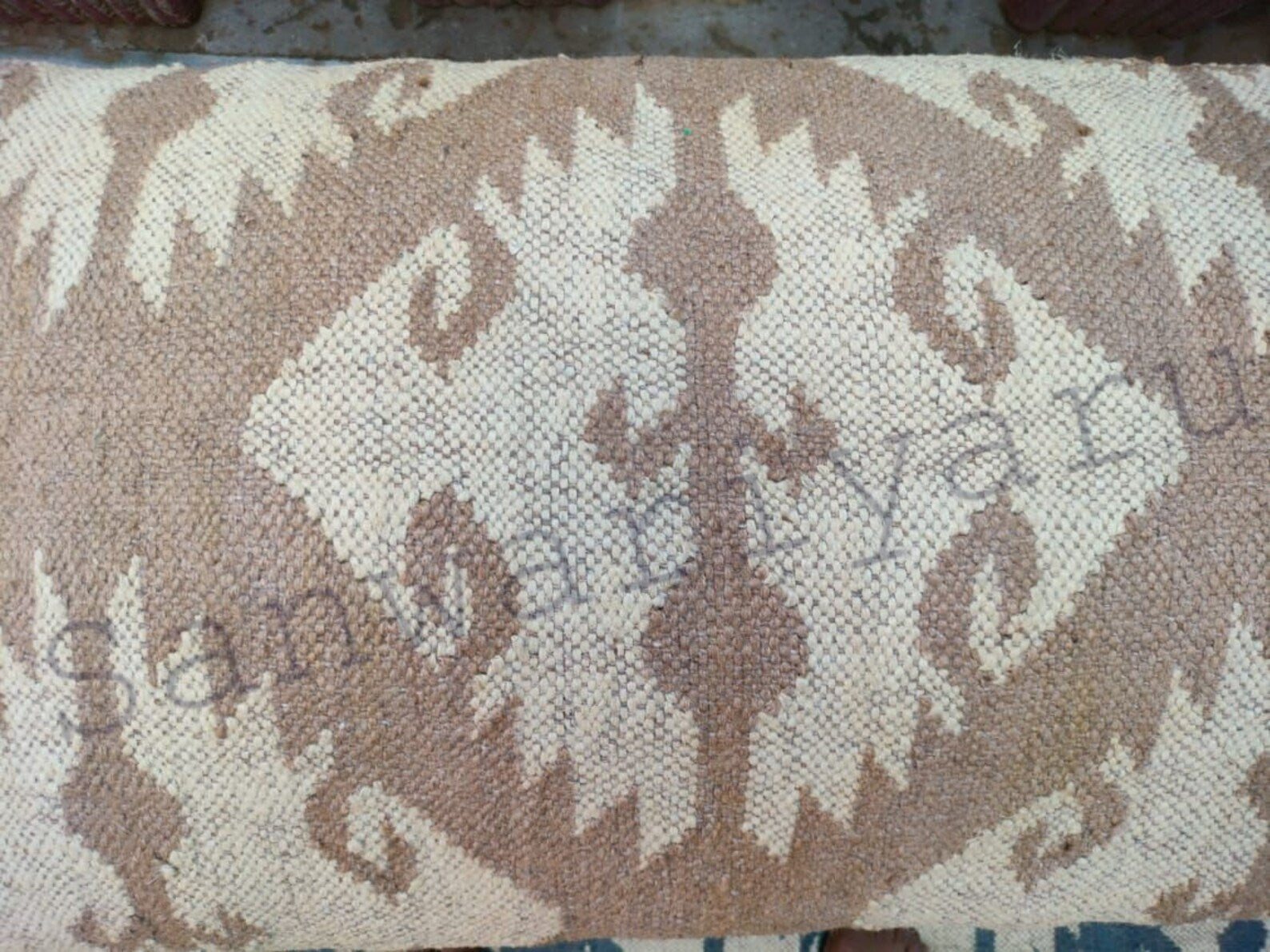 Handmade Kilim Bench – Wool Jute Rug Upholstered Ottoman