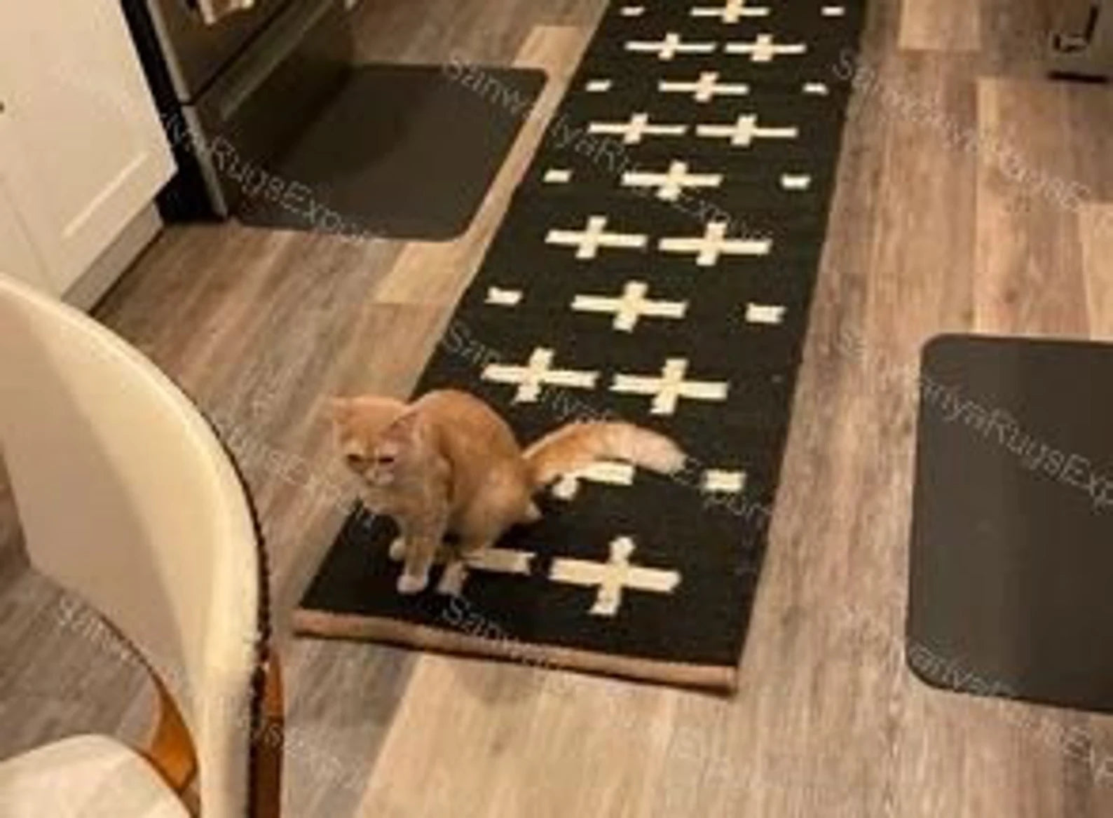 Handmade Black & White Jute Runner Rug – Striped Stair Runner