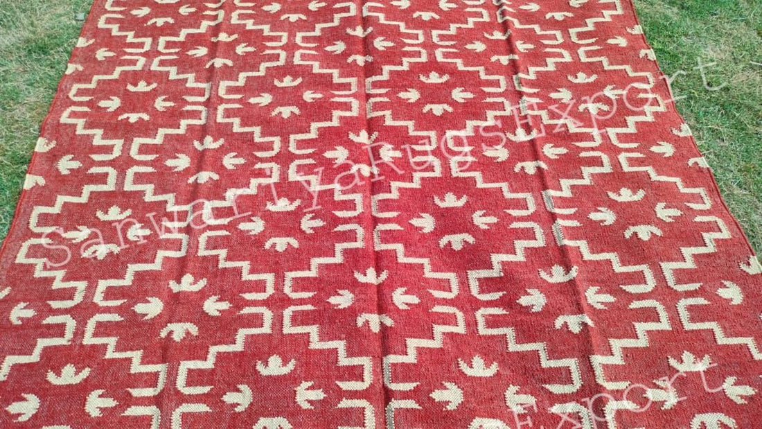 Kilim Wool Jute Rug handwoven