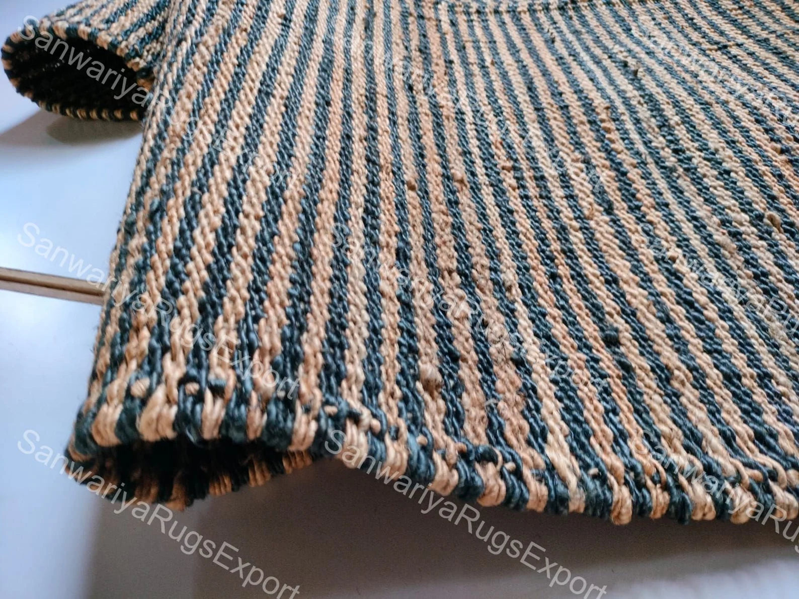 Natural Black Stripe Jute Hemp Runner Rug – Handmade Hallway & Stair Runner