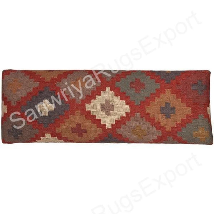 Handmade Kilim Bench – Acacia Wood Ottoman with Wool Kilim Jute Rug