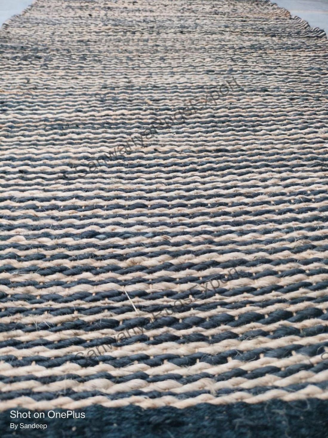 Natural Black Stripe Jute Hemp Runner Rug – Handmade Hallway & Stair Runner