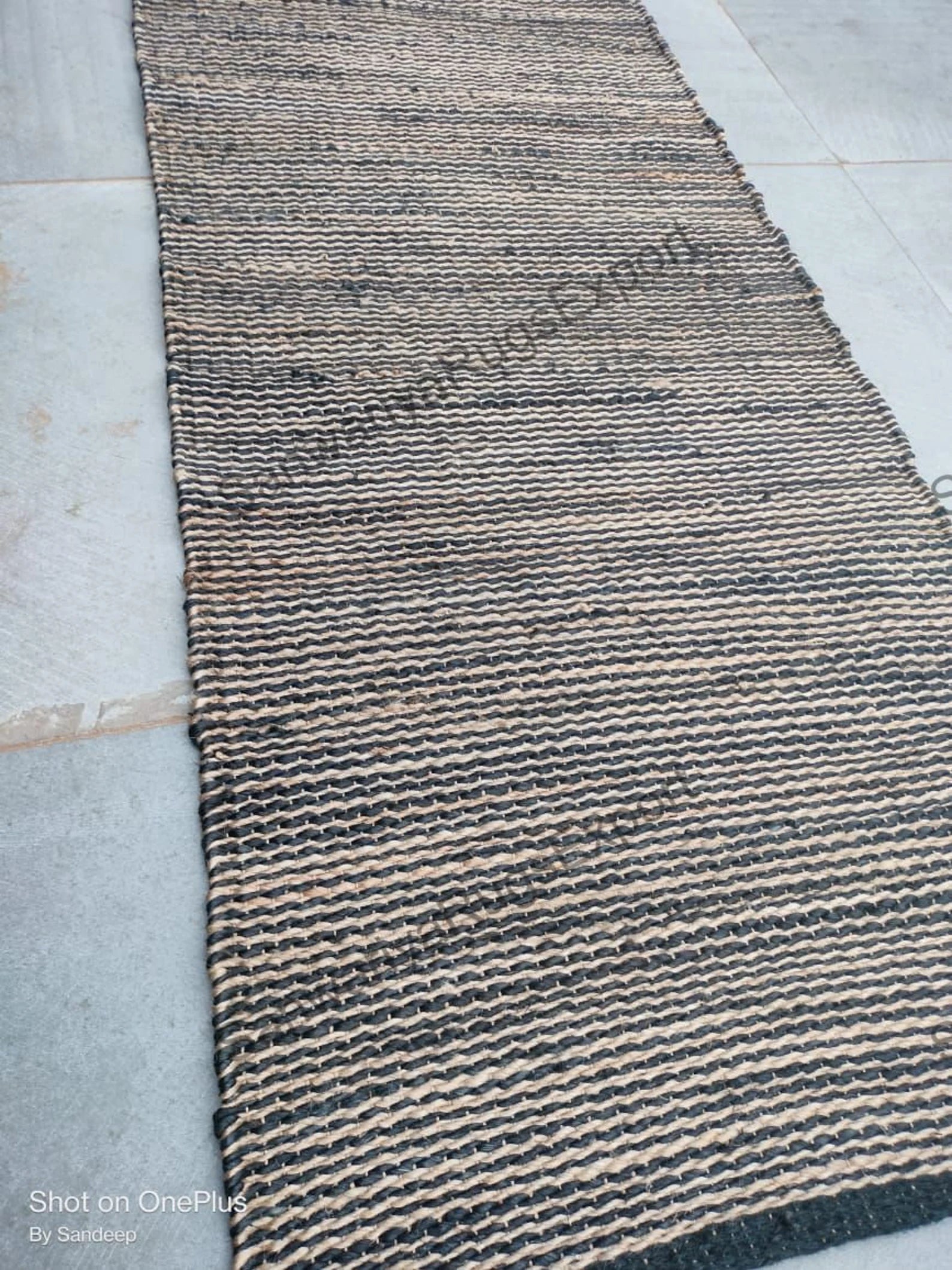 Natural Black Stripe Jute Hemp Runner Rug – Handmade Hallway & Stair Runner