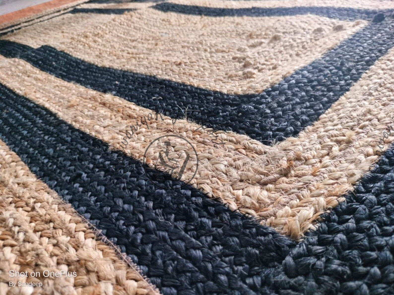 Black Border Natural Jute Braided Rug | Handmade Eco-Friendly Area Rug | Custom Size Sustainable Boho Carpet by Sanwariya Rugs