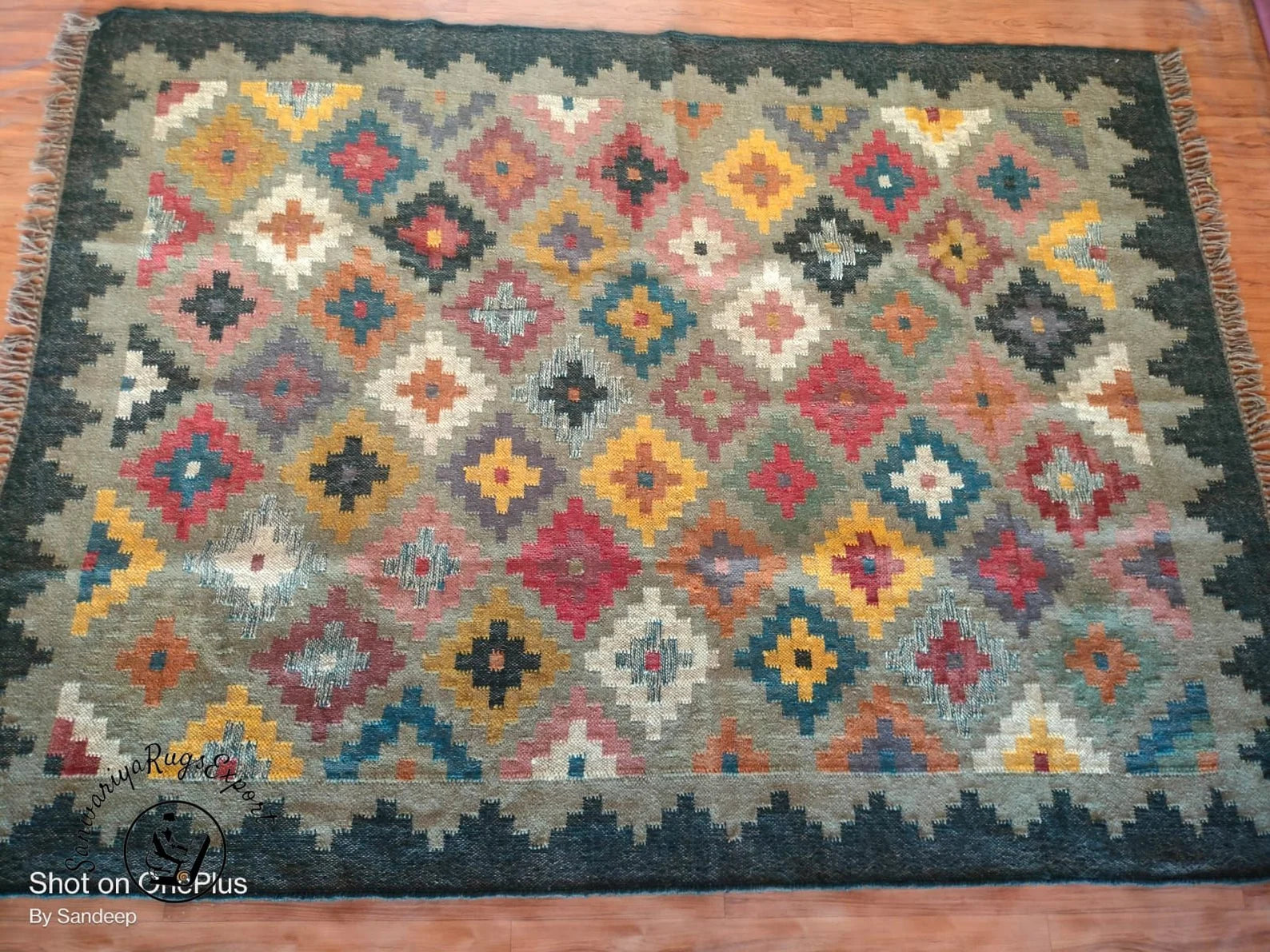 Handmade Kilim Wool Jute Rug