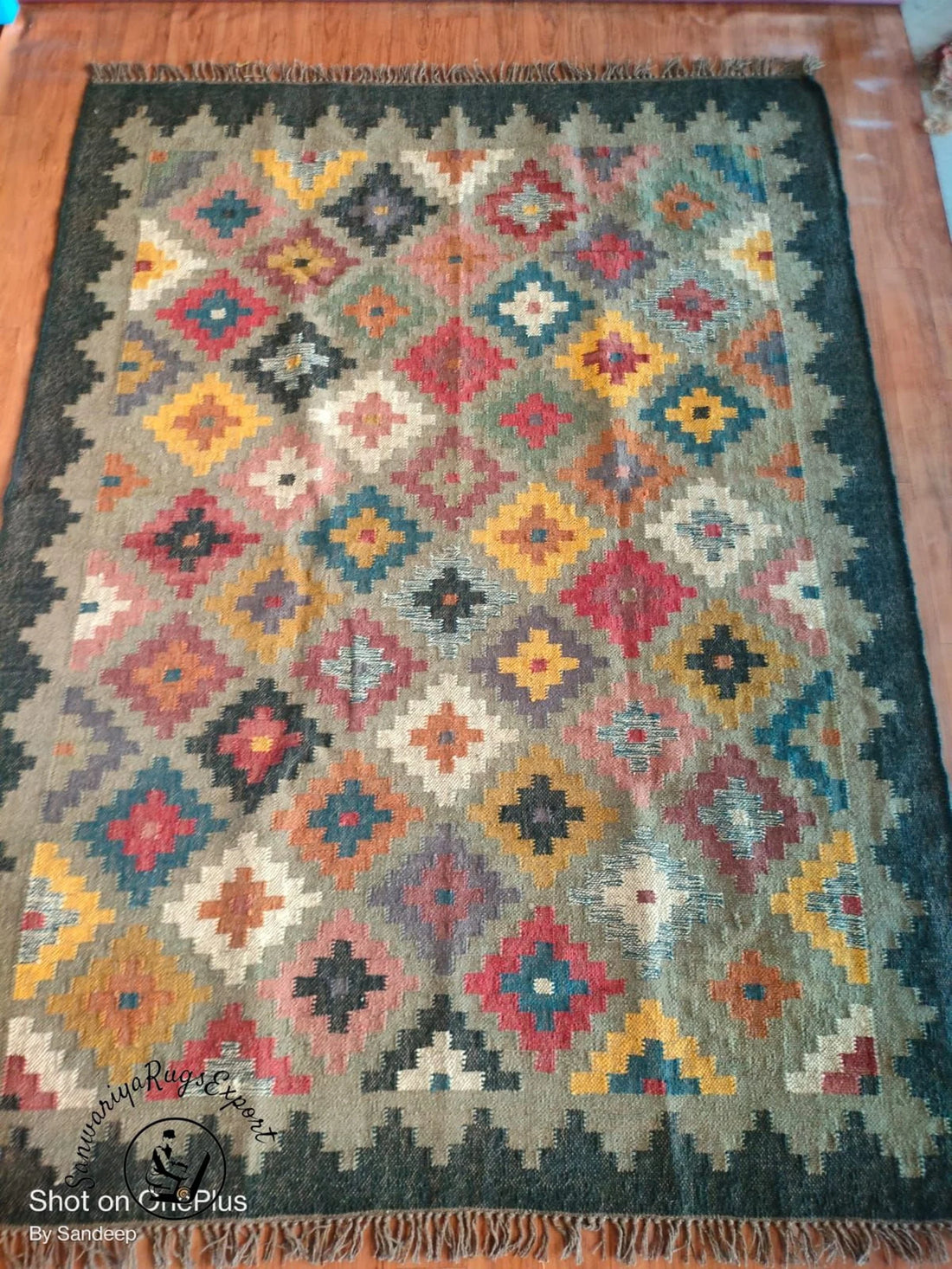 Handmade Kilim Wool Jute Rug