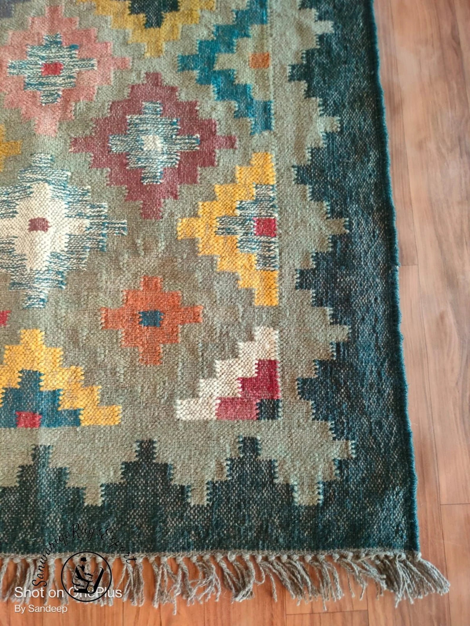 Handmade Kilim Wool Jute Rug