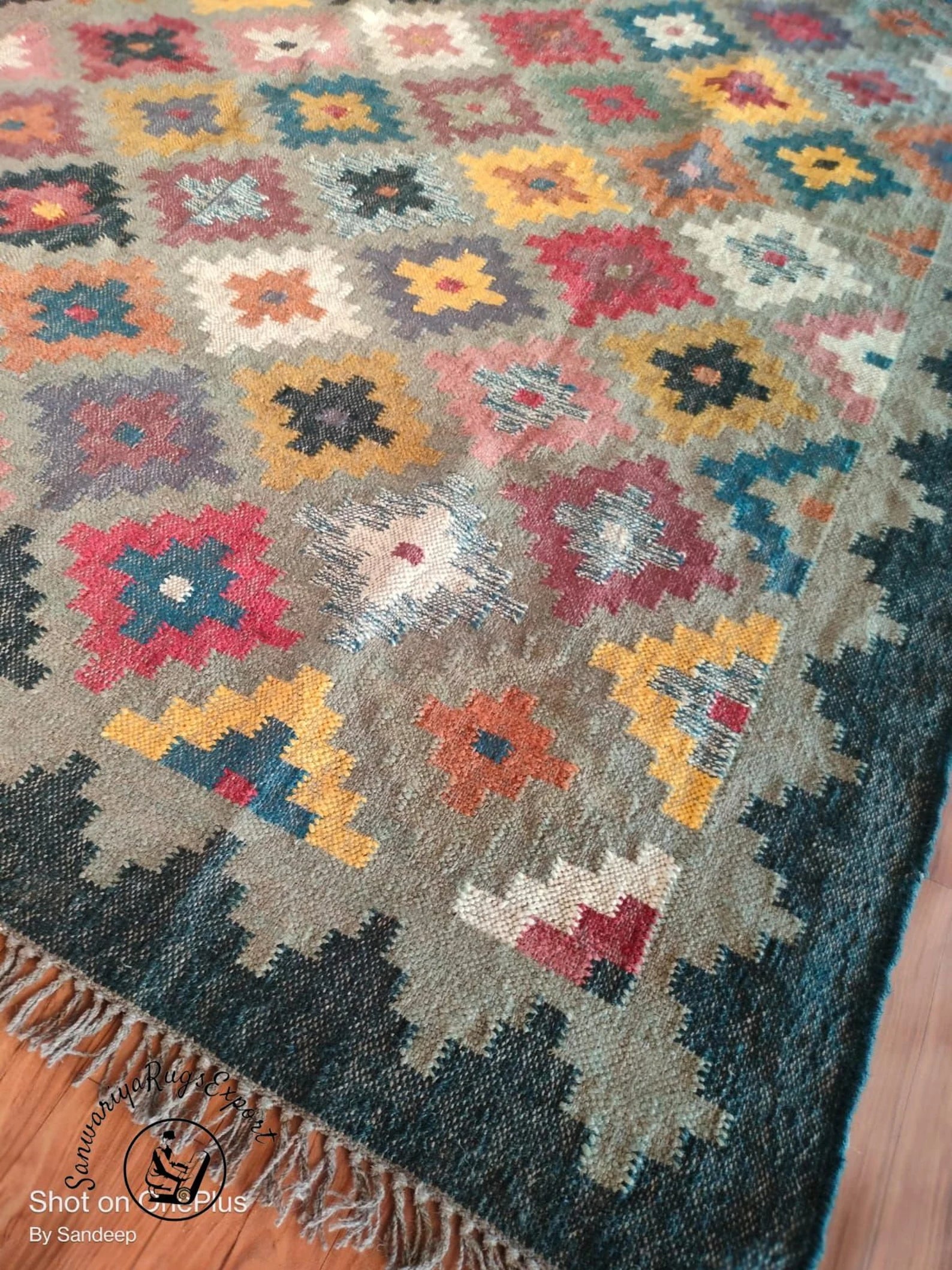 Handmade Kilim Wool Jute Rug