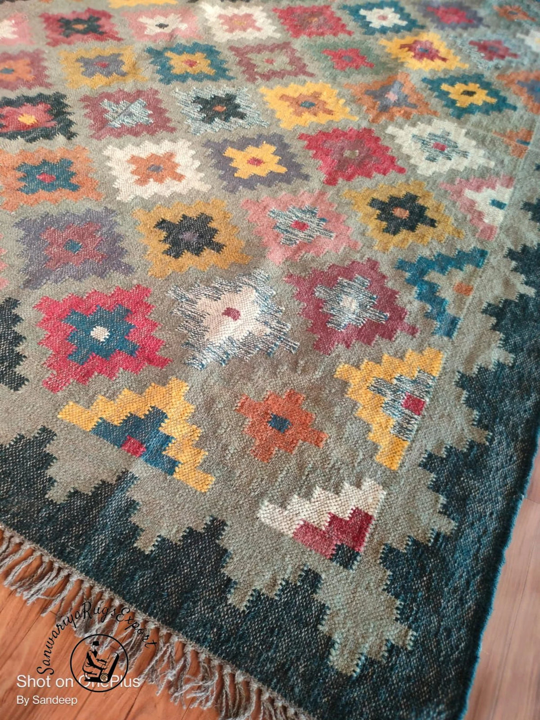 Handmade Kilim Wool Jute Rug
