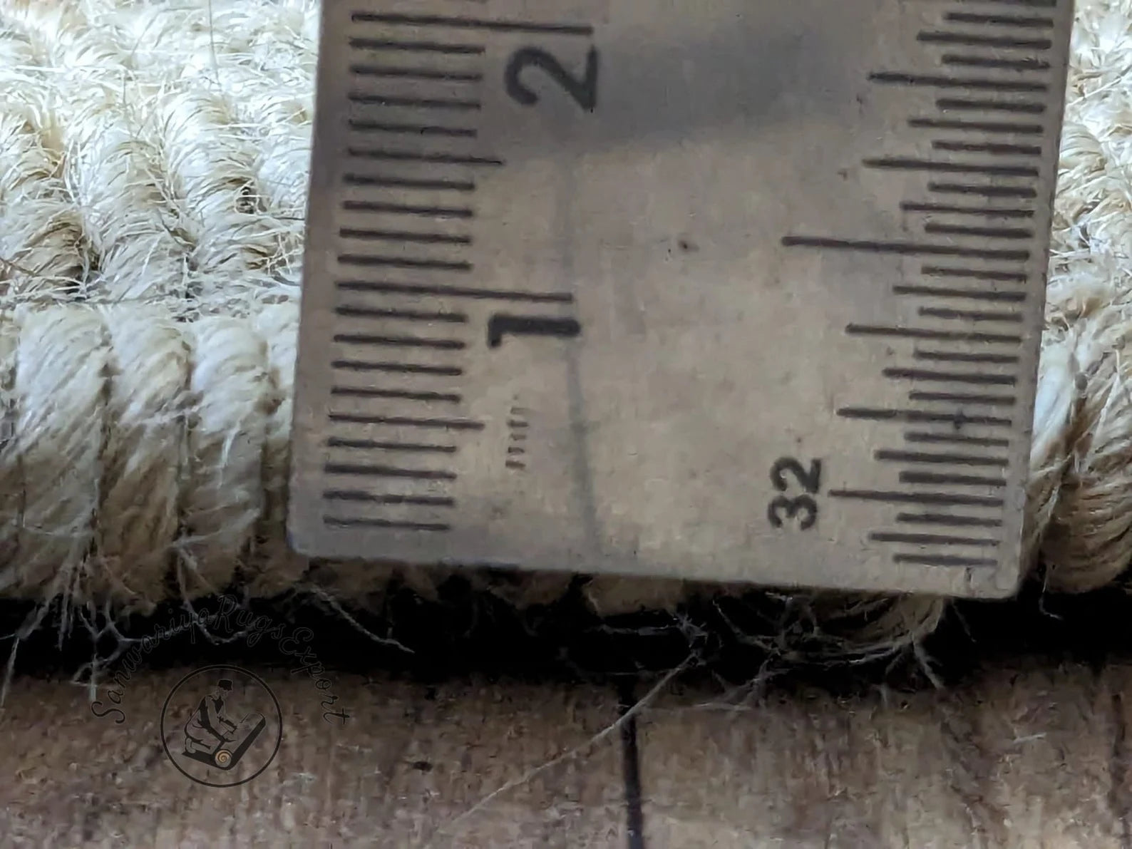 Natural Jute Aisle Runner with Off-White Box Pattern
