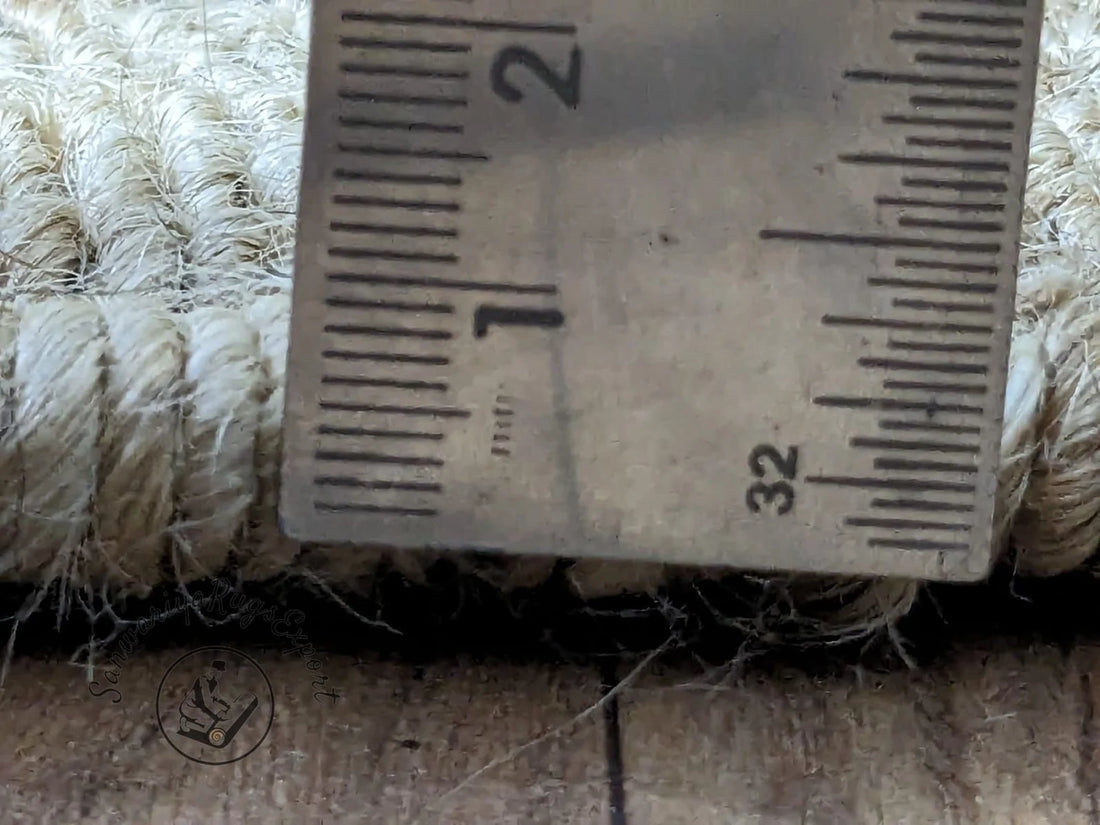 Natural Jute Aisle Runner with Off-White Box Pattern