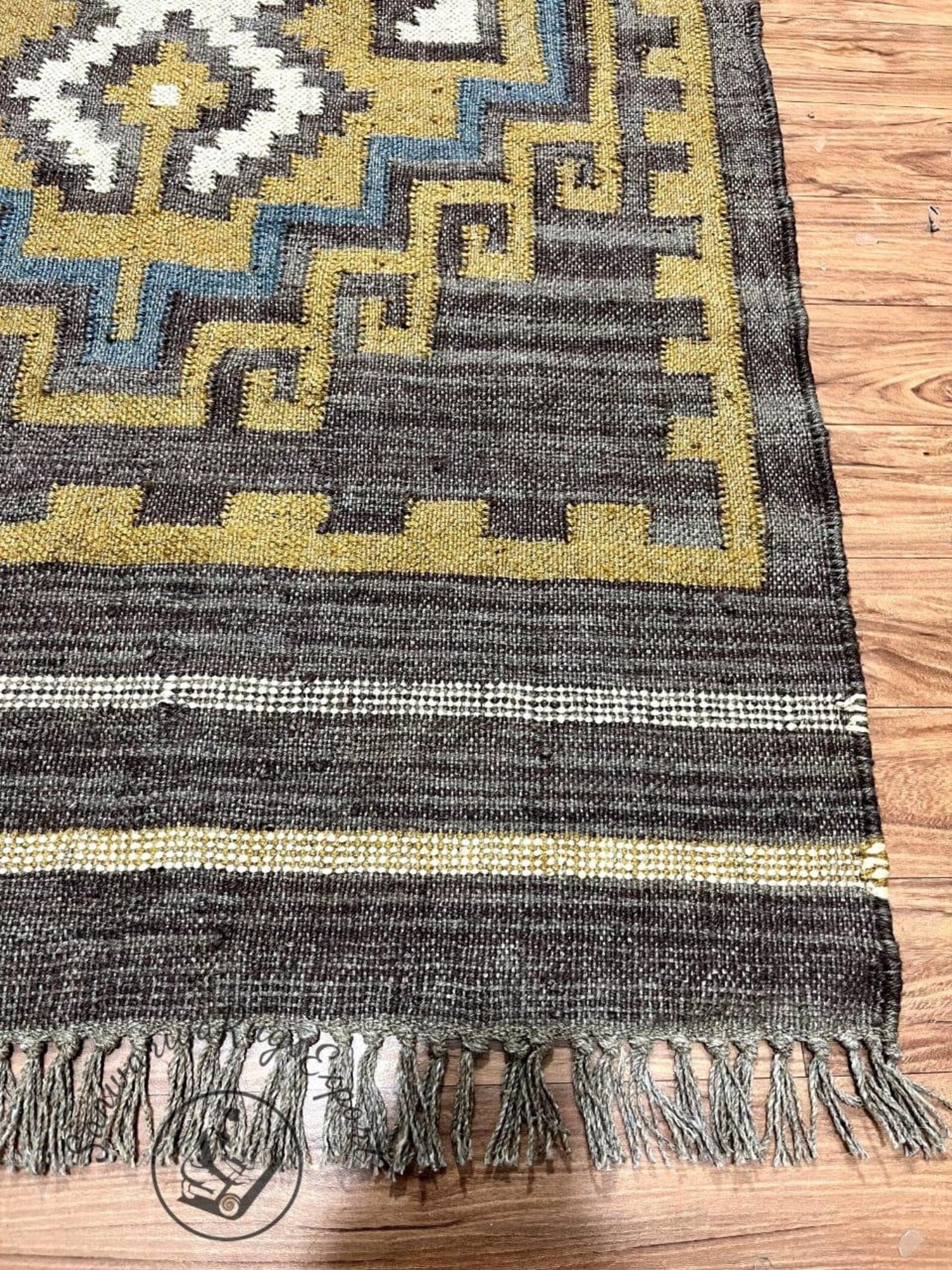 Handwoven Wool Jute Kilim Rug, Wool Jute Rug, Kilim Jute Rug, Flatweave Rug