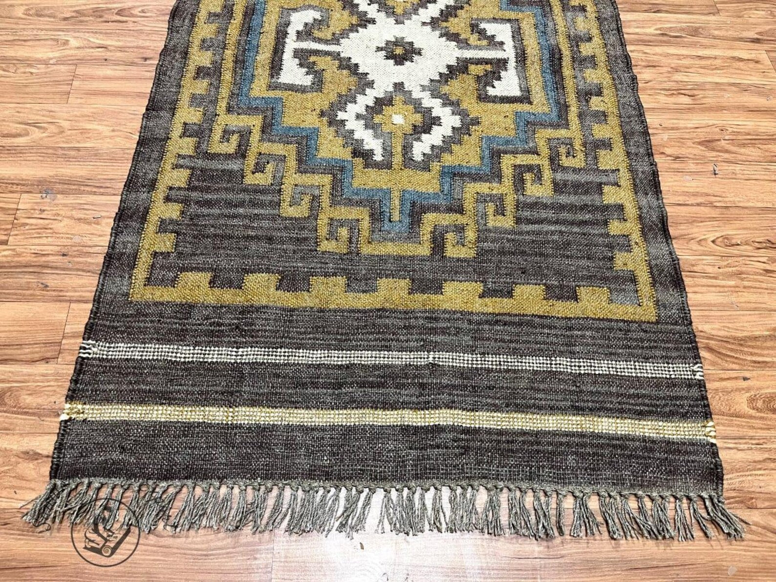 Handwoven Wool Jute Kilim Rug, Wool Jute Rug, Kilim Jute Rug, Flatweave Rug