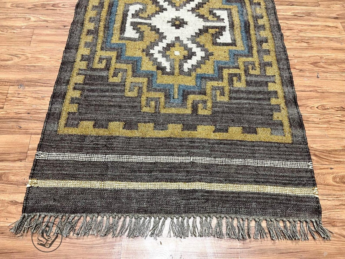 Handwoven Wool Jute Kilim Rug, Wool Jute Rug, Kilim Jute Rug, Flatweave Rug