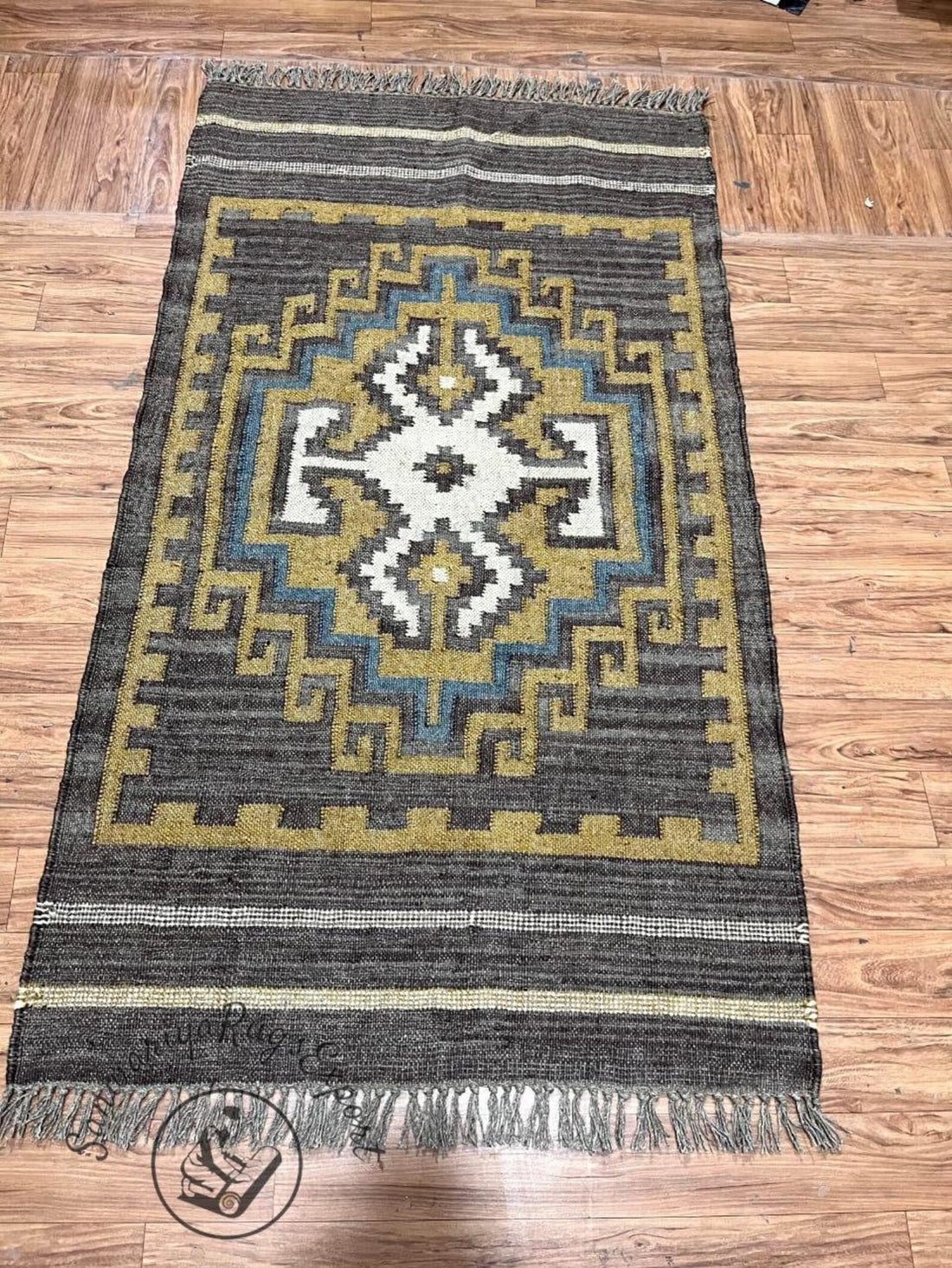 Handwoven Wool Jute Kilim Rug, Wool Jute Rug, Kilim Jute Rug, Flatweave Rug