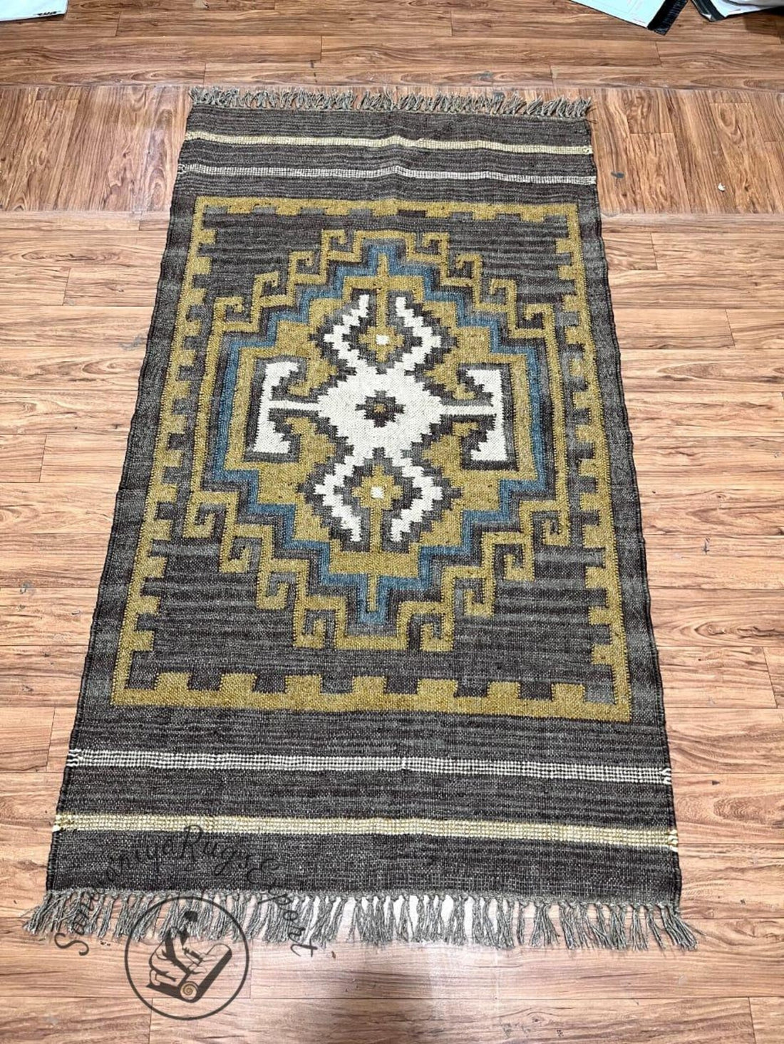 Handwoven Wool Jute Kilim Rug, Wool Jute Rug, Kilim Jute Rug, Flatweave Rug