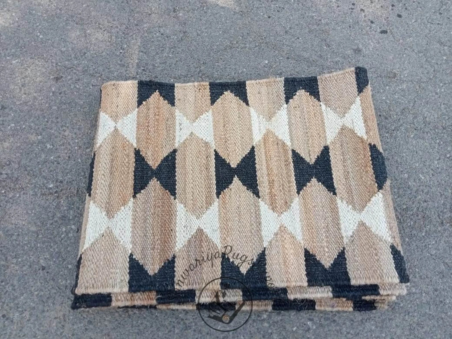 Handwoven Natural Black & White Jute Runner Rug – Stair & Hallway