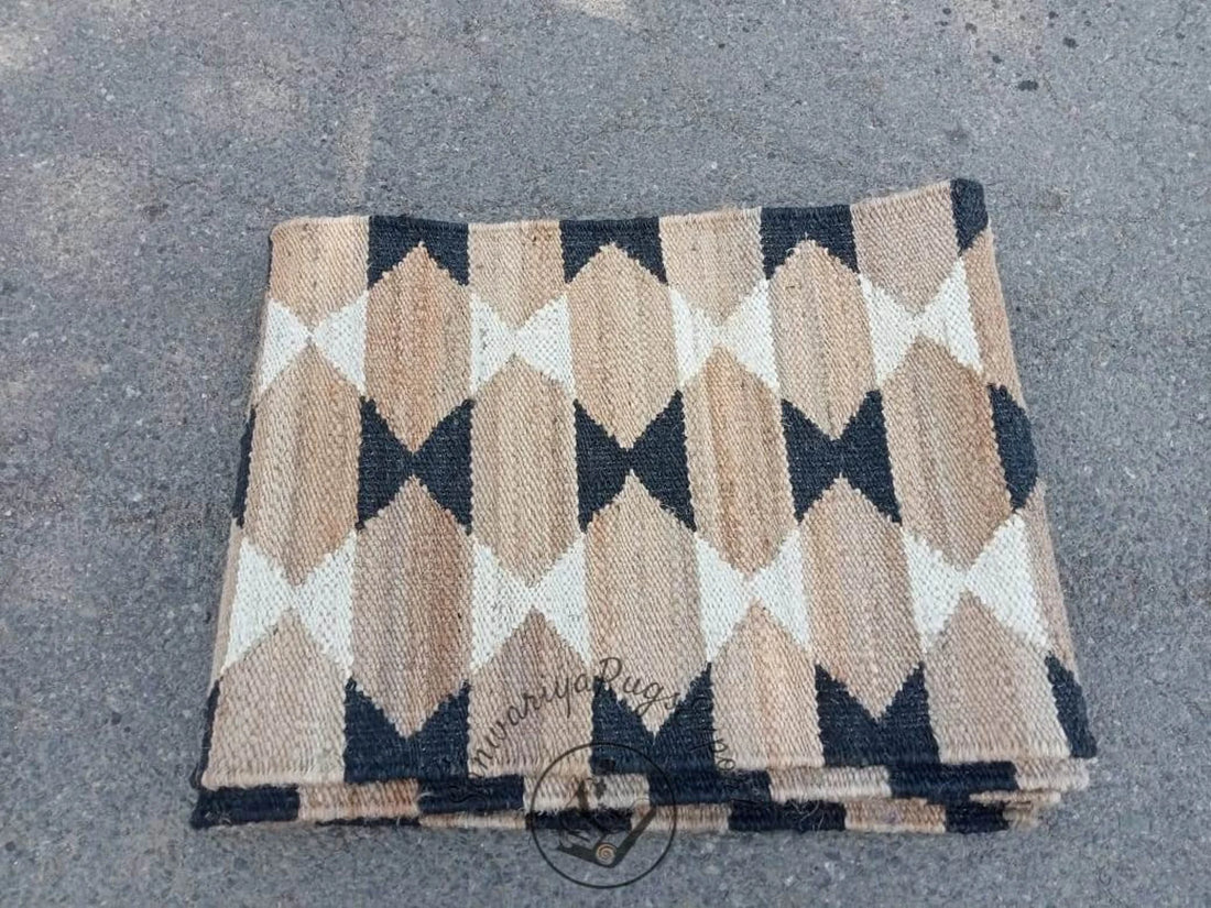 Handwoven Natural Black & White Jute Runner Rug – Stair & Hallway
