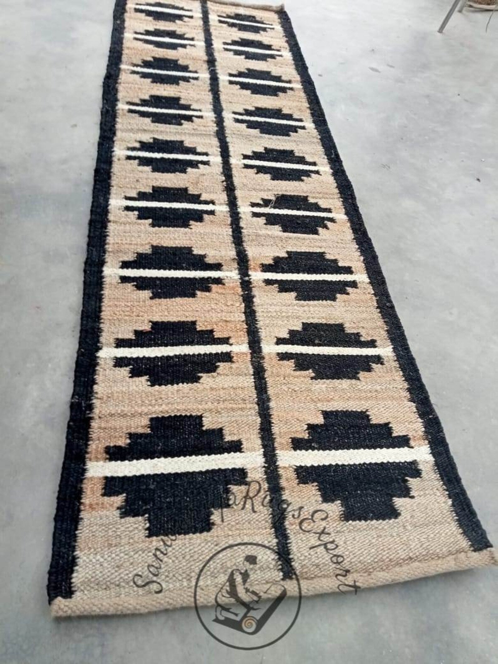 Natural & Black Jute Runner Rug – Eco-Friendly Stair and Hallway Runner