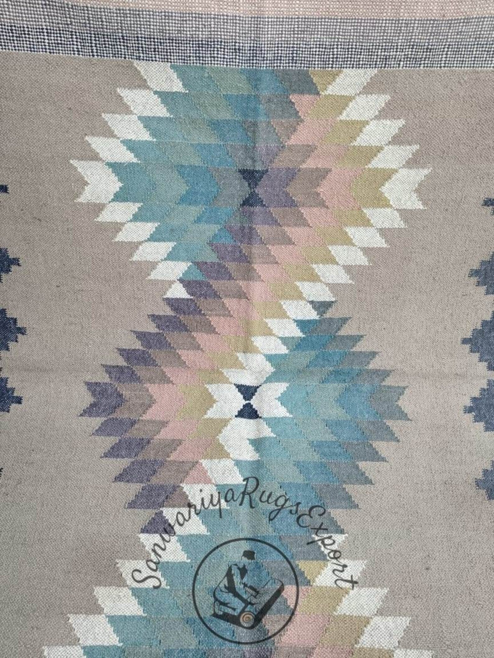 Handwoven Wool Jute Kilim Rug