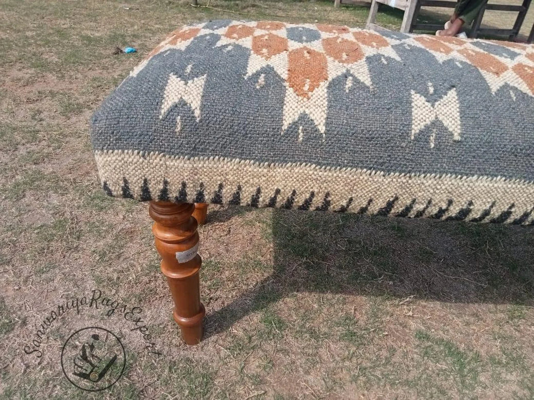 Kilim Bench – Wood Work Bench | Ottoman Bench | Turkish Rug Bench
