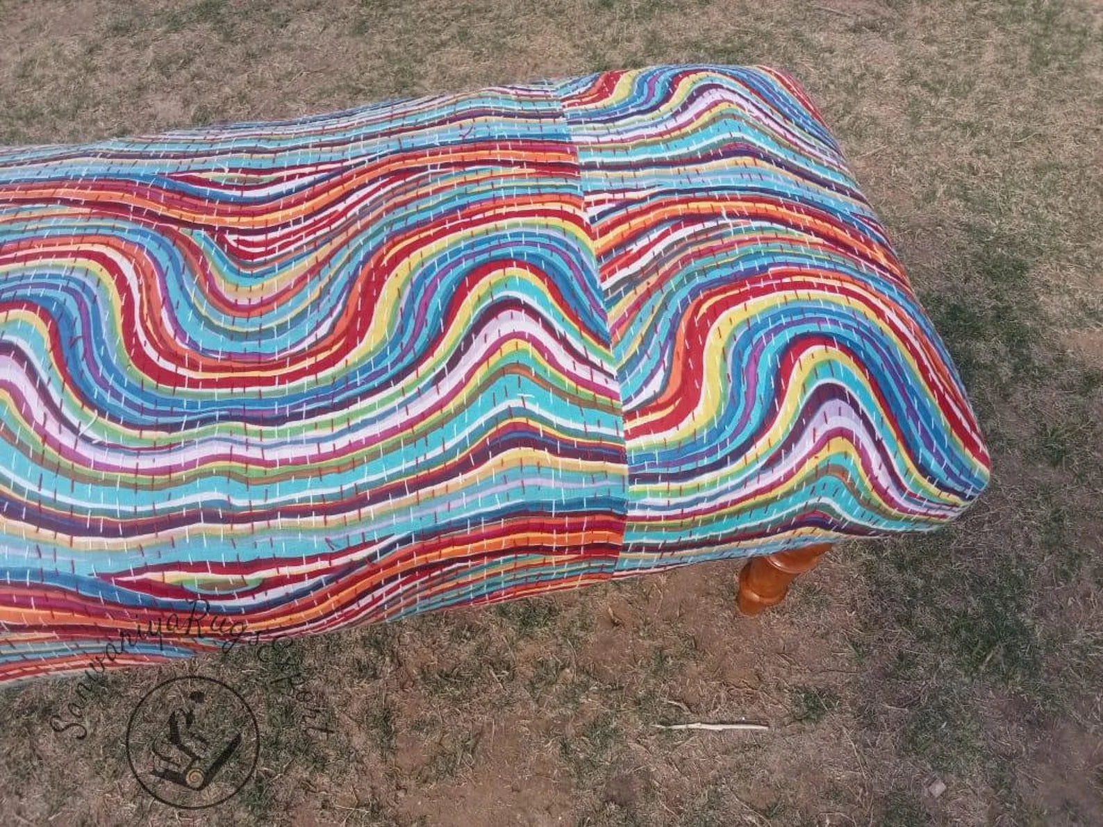 Kanta Printed Bench – Handmade Kilim Wood Work Ottoman Seating