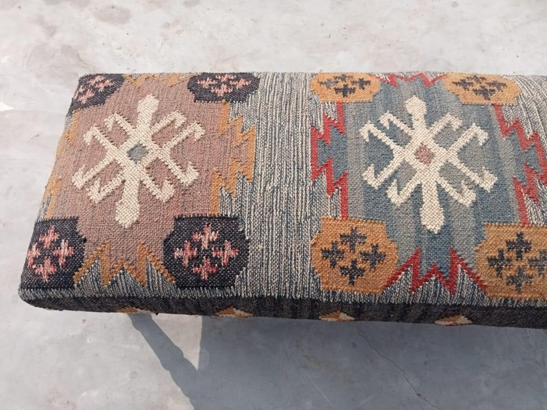 Kilim Bench – Handmade Turkish Rug Upholstered Wooden Seating