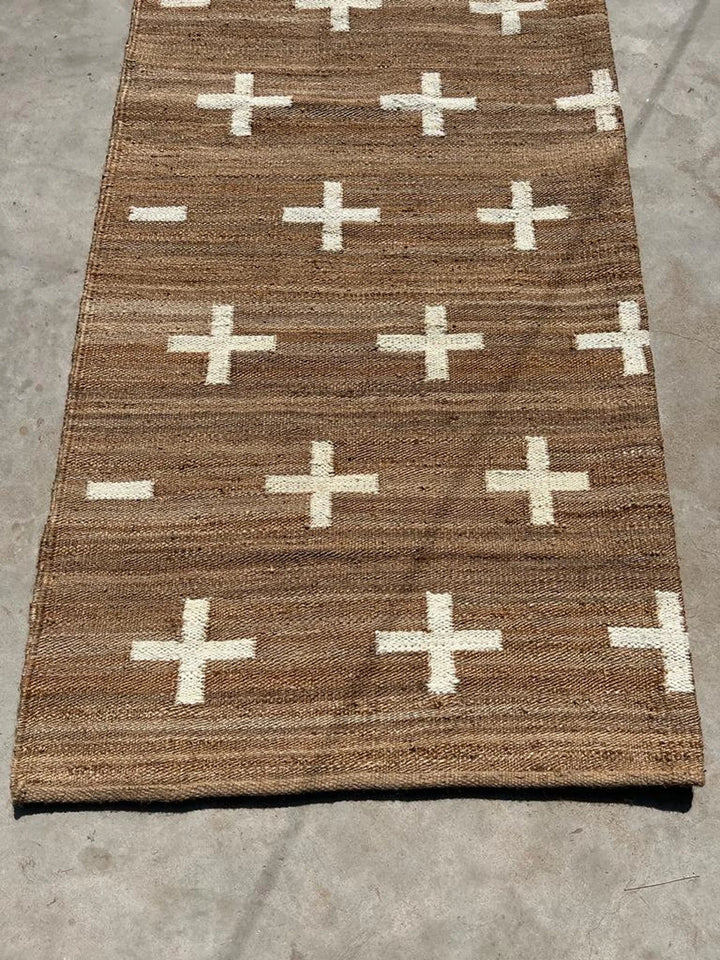 Handmade Natural Off White Hemp Jute Runner Rug